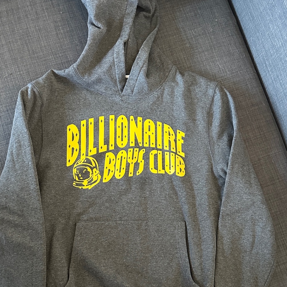 Billionaire Boys Club Charcoal Hoodie with Vibrant Yellow Logo